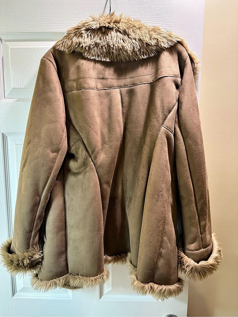 Anne Klein Faux Fur Trim Coat in Brown Like New - Picture 2 of 3